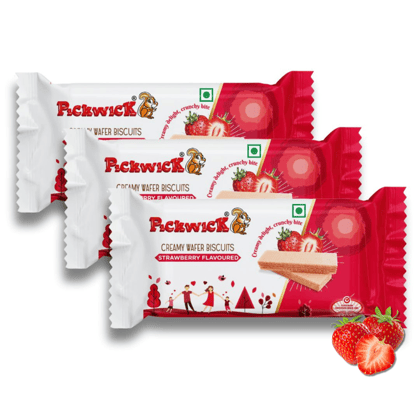 PICKWICK Strawberry Flavoured Wafer Biscuits - Combo pack (75g x 3)
