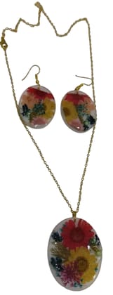 Handcrafted Resin Flower Pendant Set - Customizable Floral Jewelry