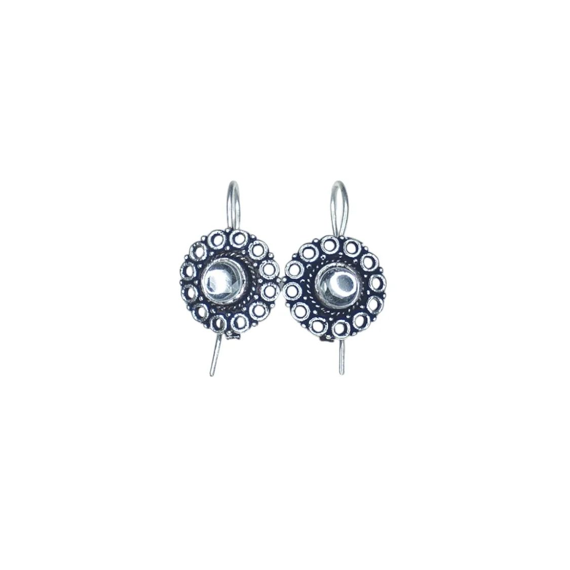 Indian Oxidised Silver Stud Earrings in Brass