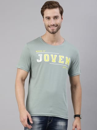 Green Printed Crew Neck Tshirt-S