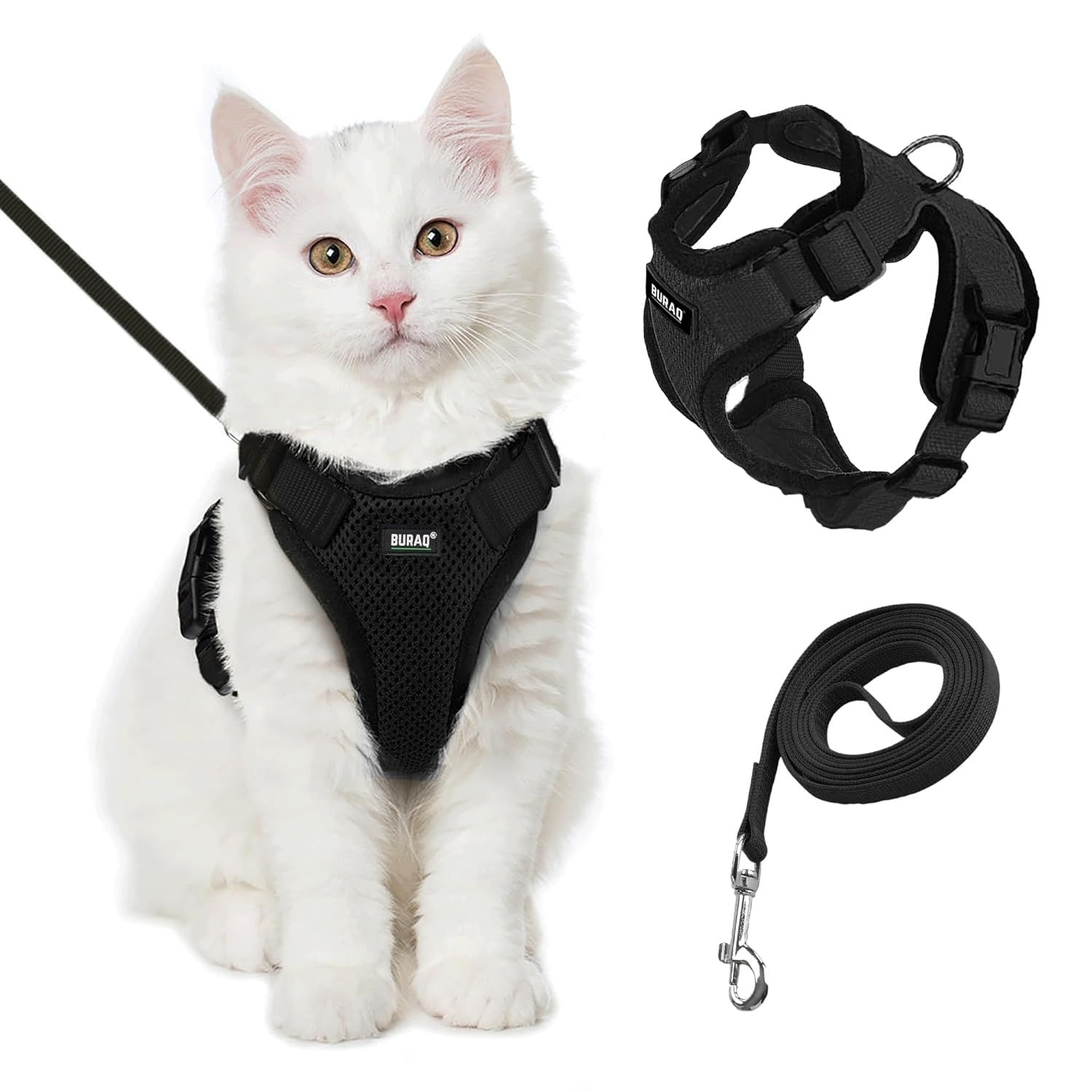 No Pull Escape Proof Cat Harness with Leash - Ultra-Light & Aesthetic Design-S / Black