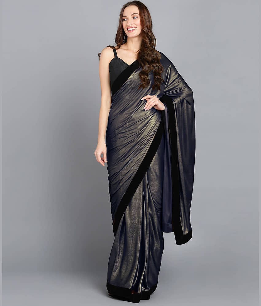Shivadit ethnic Lycra Self Design Saree With Unstitched Blouse Piece ( Black )