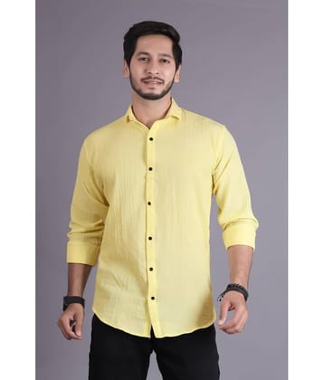 Generic Cotton Blend Slim Fit Popcorn Textured Full Sleeves Men's Casual Shirt - Yellow ( Pack of 1 )