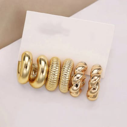 Set of 3 Golden Chic Hoop Set