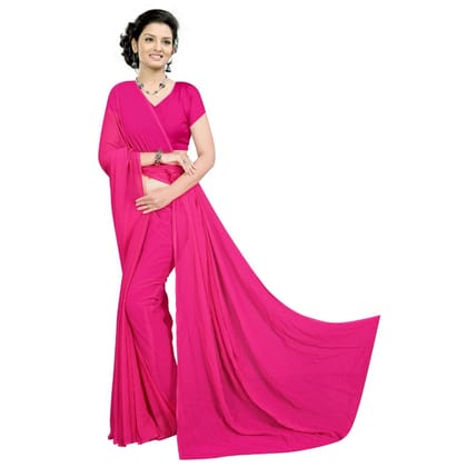 Generic Women's Georgette Plain Saree With Blouse (Pink, 5-6  Mtr)
