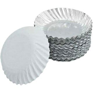 8 Inch Silver Coated Paper Plates with White Back - 24 Pcs