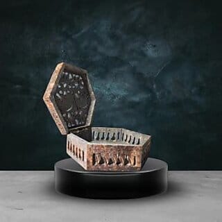 Hexagon Stone Carved Jali Box  Traditional Handcrafted Decorative Storage