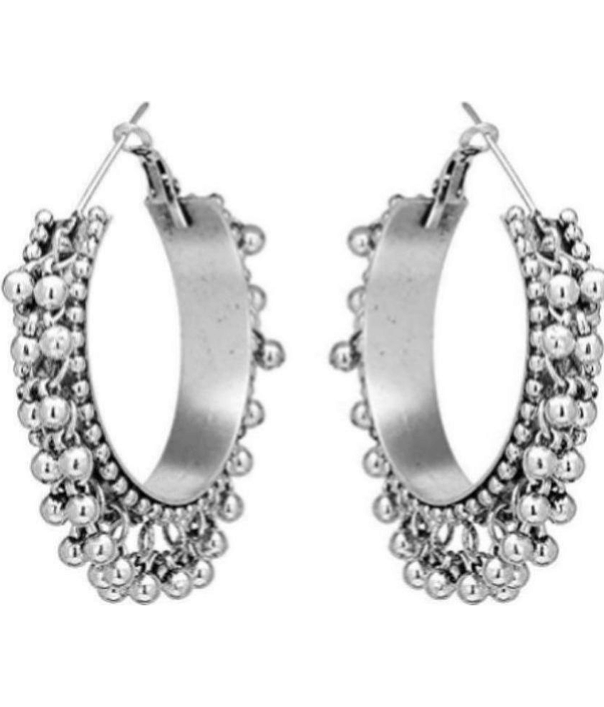 PUJVI - Silver Bali Earrings ( Pack of 1 )