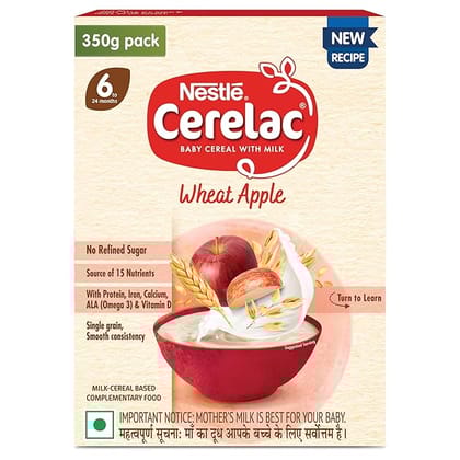 Nestle Cerelac Baby Cereal With Milk, Wheat Apple - From 6 Months