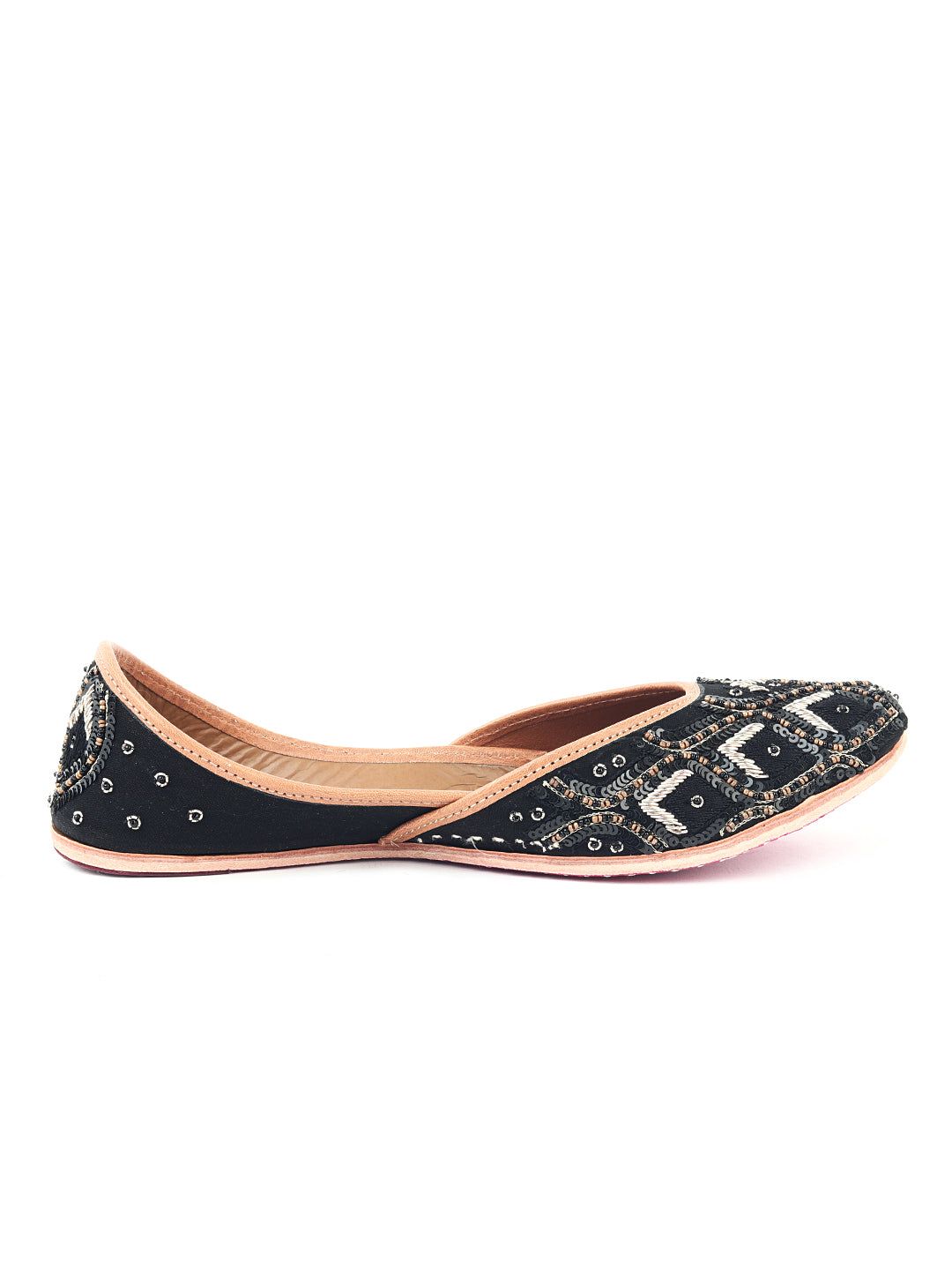 Delco Noir Beaded Jutti-UK-4 / Black