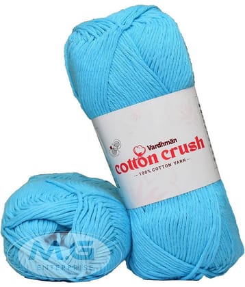 Vardhman Cotton Crush 8-ply Aqua Blue 200 GMS 100% Cotton Ball Hand Knitting Cotton/Art Craft Soft Fingering Crochet Hook Yarn, Needle Knitting Yarn Thread Dyed-HC Art-AFCH