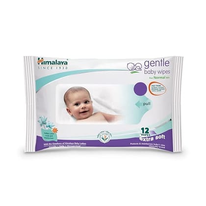 Himalaya Gentle Baby Wipes - With Aloe & Indian Lotus, 12 pcs Pouch