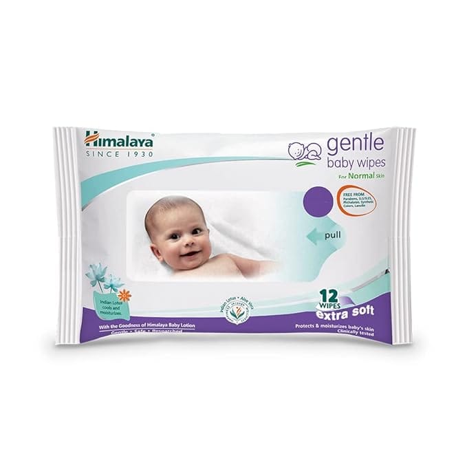 Himalaya Gentle Baby Wipes - With Aloe & Indian Lotus, 12 pcs Pouch