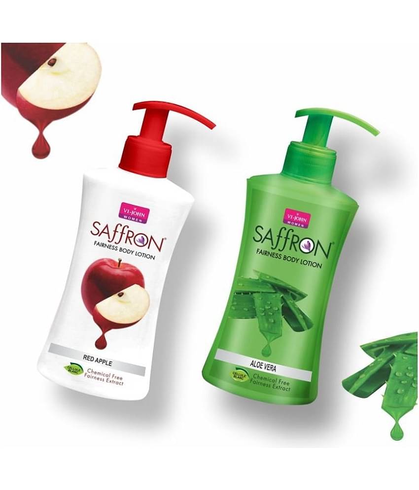 VI-JOHN Saffron Fairness Body Lotion Rose ,Aloevera 250ml Pack of 2
