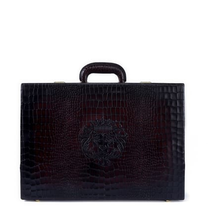 Smokey Finish Office Briefcase in Dark Brown Deep Cut Hard Case with Number Lock-FS
