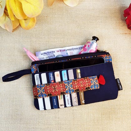 Long front card Wallet-Blue-Red Knot