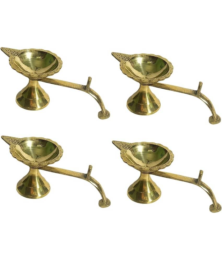 A & H ENTERPRISES - Aarti Diya Pital Diya Handle 4 Pieces ( Pack of 4 )