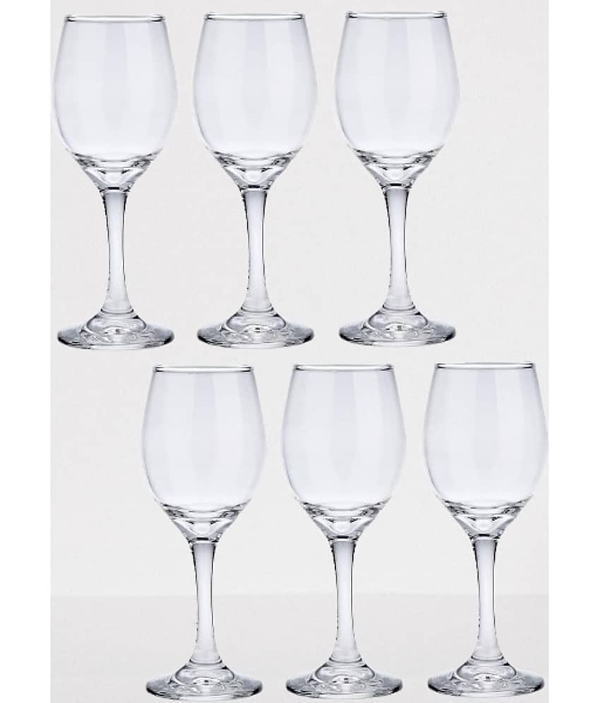 AFAST Classic Whisky Glass Glass Plain Wine Glasses 250 ml ( Pack of 6 ) Transparent