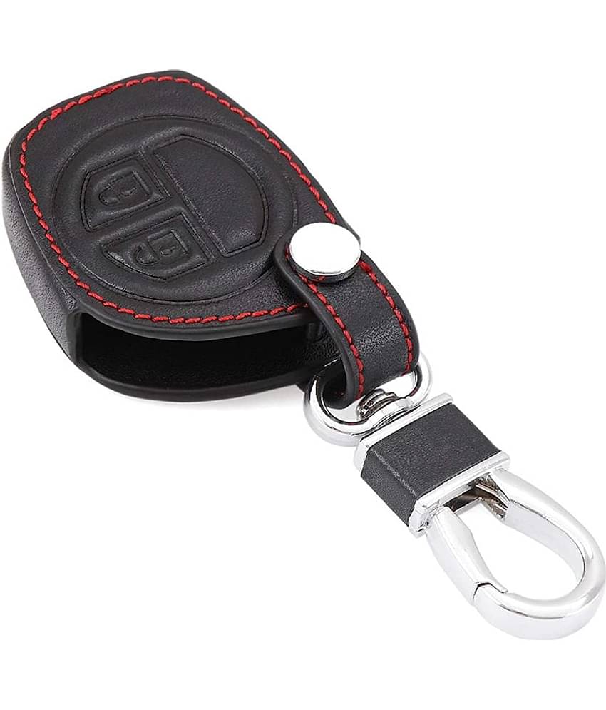 DALUCI Leather Car Key Cover for Maruti Suzuki Key Cover (for Maruti Black & Red)