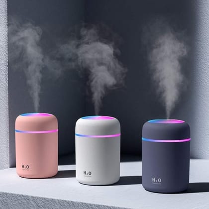 WUGO::Portable Night Light Quiet Auto Shut Off 2 Mist Modes Colorful Cool 300mL Car Mist Mini Humidifier, Aroma Essential USB Personal Desktop Cool Humidifier for Car, Office Room, Bedroom, Study Room, lounge room, yoga, spa