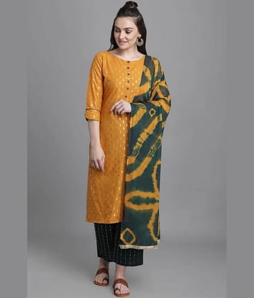 Estela - Yellow Straight Cotton Women's Stitched Salwar Suit ( Pack of 1 )