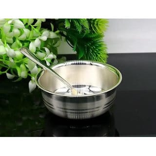 Astro-D 999 Silver katori 25gm with Silver Spoon 14gm., (Silver, Silver)