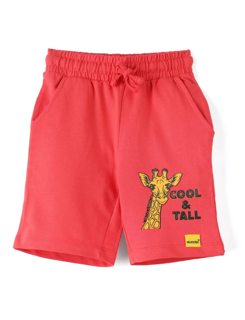 Sophisticated Kids Girls Shorts Cotton French Terry Hibiscus Red “Cool and Tall Giraffe” 2025 at