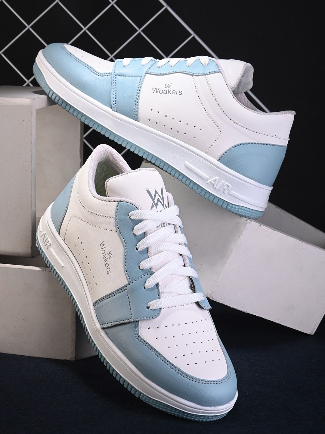 Woakers Sky White synthetic leather Lace up Causal ShoesforMen - UK7