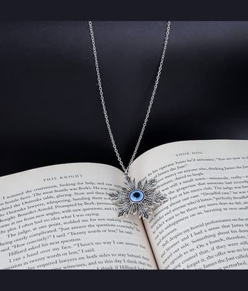 Thrillz Trendy Unique Design Evil Eye Pendant For Women Silver Plated Chain Necklace Pendant For Girls Women Men Boys Anniversary Gift Fashion Jewellery