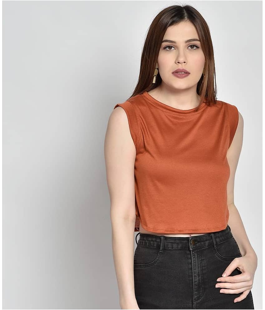 Chimpaaanzee Women's Viscose Regular Top ( Orange )