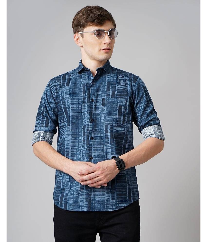 Paul Street - Navy Blue 100% Cotton Slim Fit Men's Casual Shirt ( Pack of 1 )