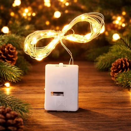 SPARKWORLD 40 LEDs 4 m Yellow Flickering, Steady String Rice Lights (Pack of 1) | Colour: Yellow (Pack of 1)