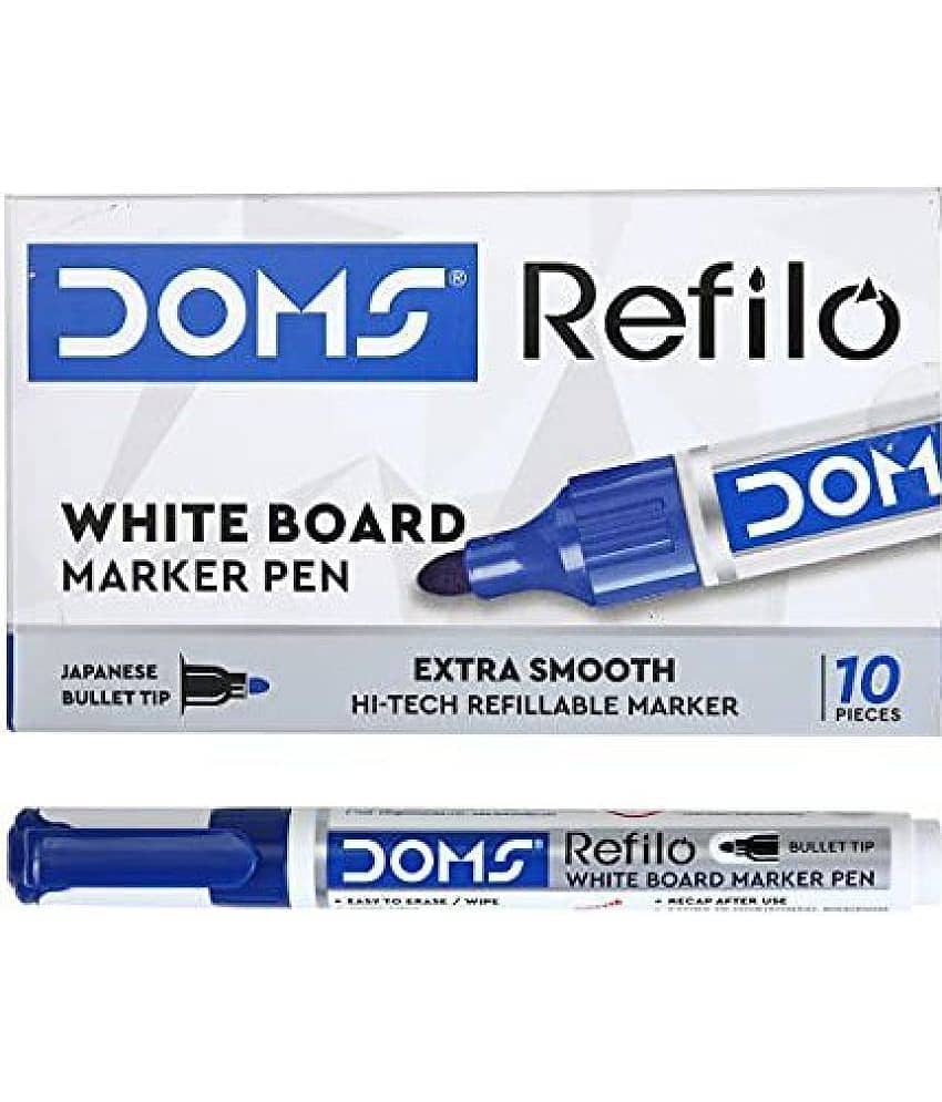 Doms Refilo Non-Toxic Hi- Tech Refillable White Board Marker (Set Of 20, Blue)