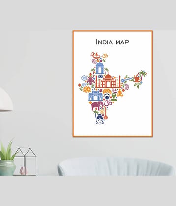 Photojaanic India Map Poster Paper Wall Poster Without Frame