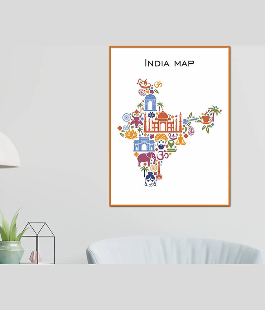 Photojaanic India Map Poster Paper Wall Poster Without Frame