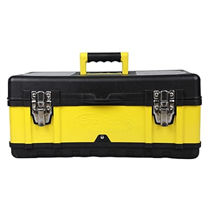 Eastman 17" Organised Heavy-Duty Portable Essential Toolbox with Top Lid and Removable Tray Compartment for Easy & Convenient Storage, YELLOW & BLACK (E-2250)