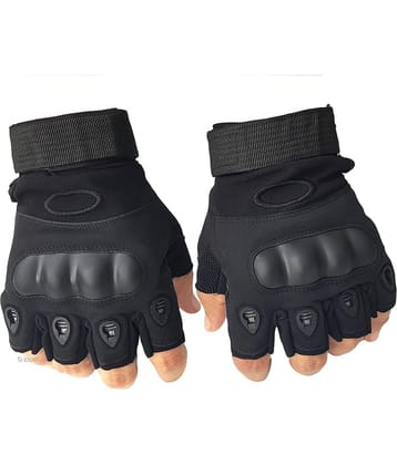 Gjshop Black Nylon Men's Fingerless Gloves ( Pack of 1 )
