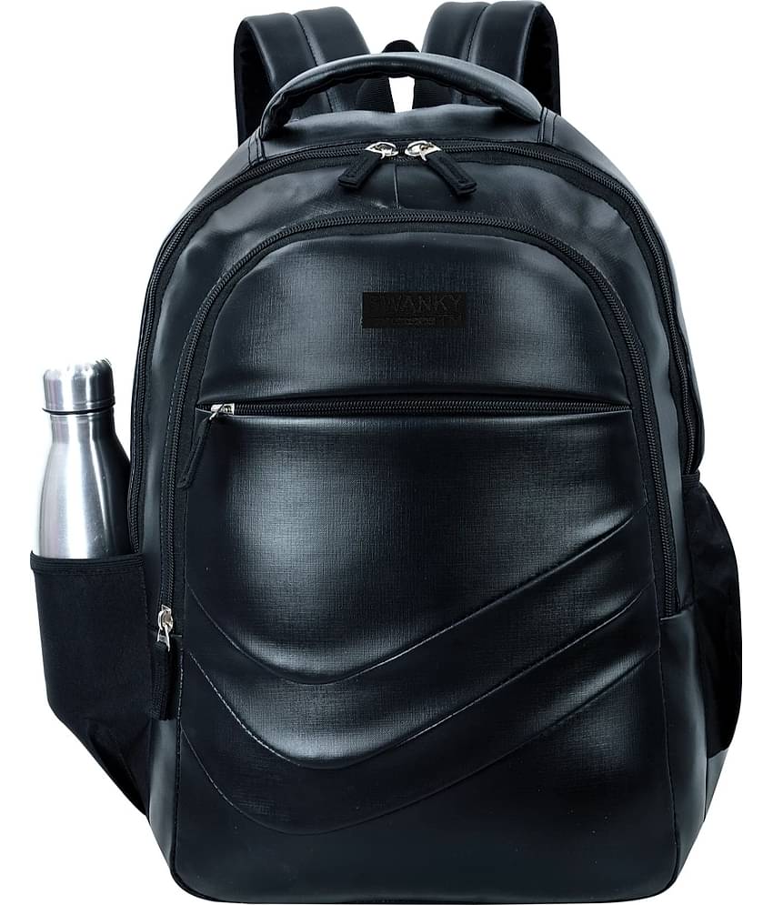 Luggage world Black Leather Backpack For Kids
