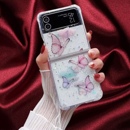 Butterfly Glitter Transparent Cover-Samsung Galaxy Z Flip 3