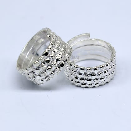 Indian Ethnic style handmade solid silver spiral design toe rings pair, excellent tribal customized belly dance hippie & boho jewelry ntr86