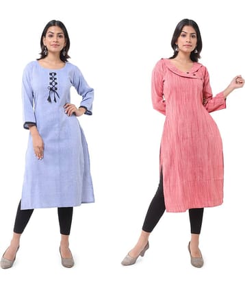 DESHBANDHU DBK - Multicolor Cotton Women's Straight Kurti ( Pack of 2 )