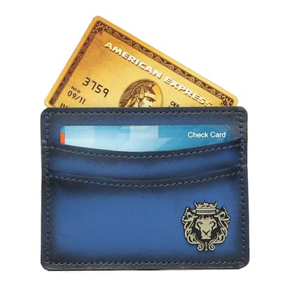 Blue Hand Painted With Metal Lion Unisex Card Holder By Brune & Bareskin-FS