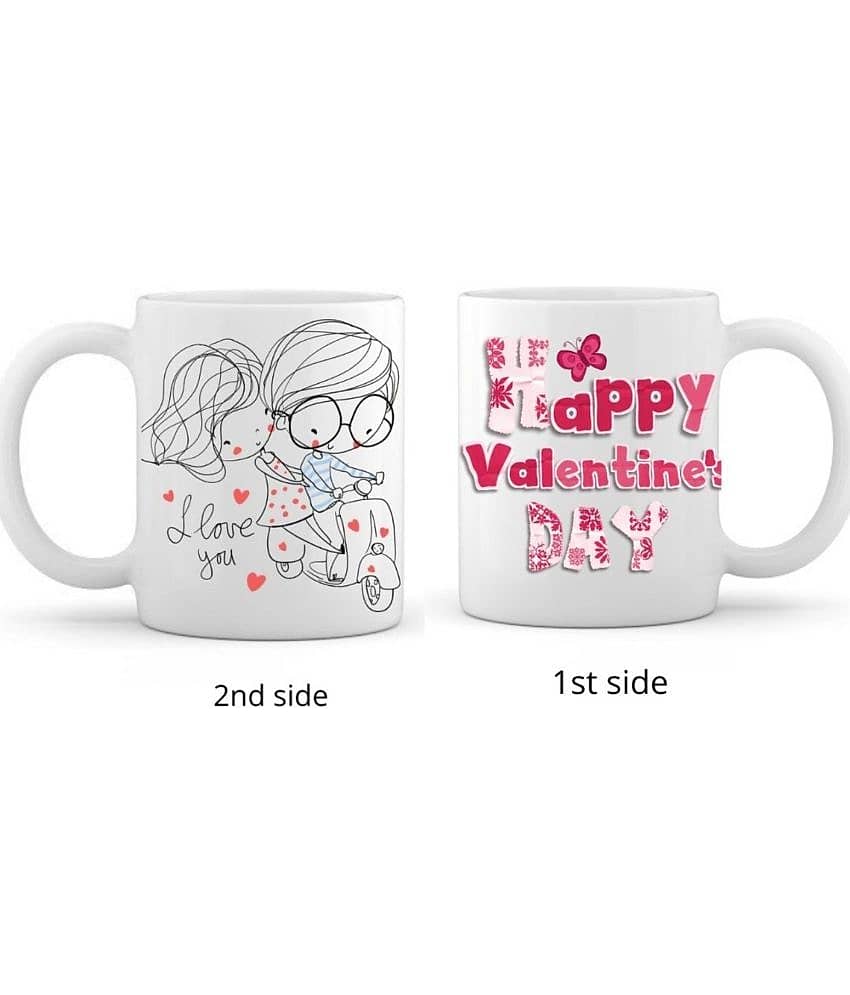 thriftkart 2 DESIGN IN 1 Ceramic Coffee Mug 1 Pcs 350 mL