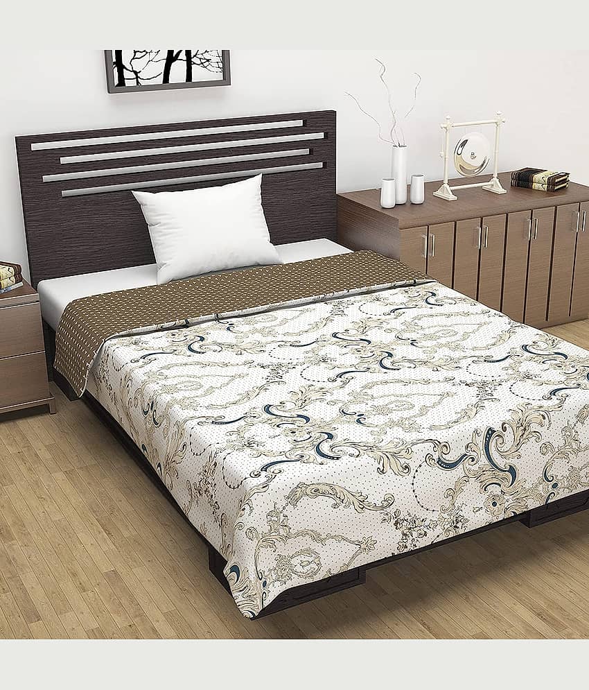 DIVINE CASA Single Polyester Beige Abstract Dohar