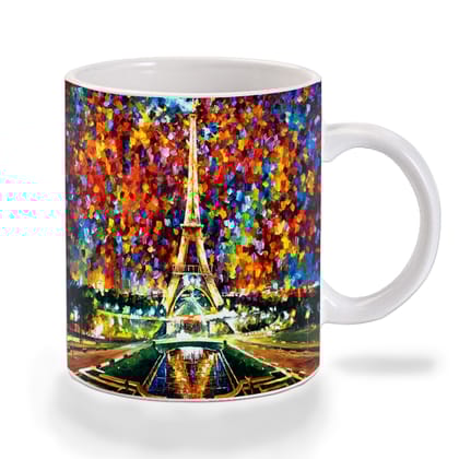 Multicolor Paris Eiffel Tower Painting Art Ceramic Mug