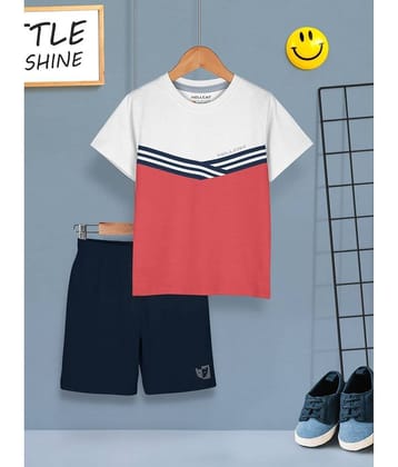 HELLCAT Pack of 1 Boys Cotton Blend T-Shirt & Shorts Set ( Coral )