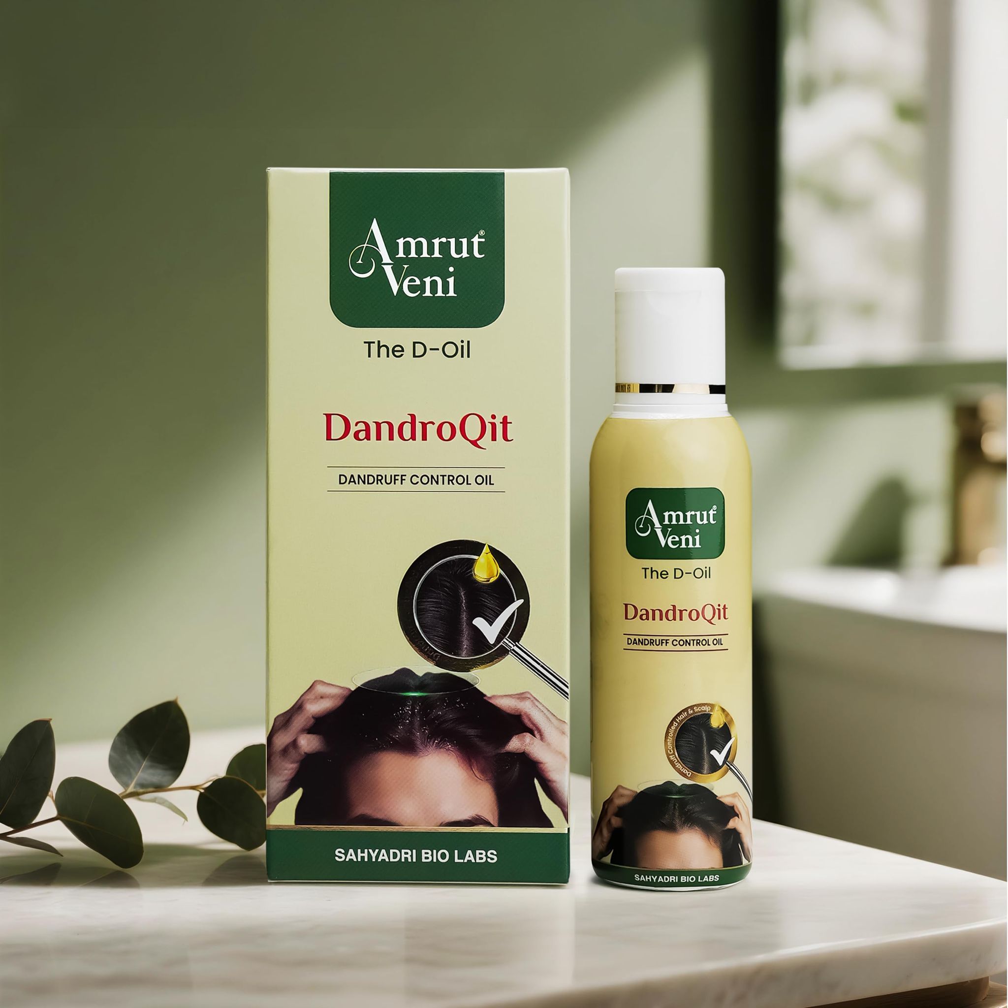 Amrutveni DandroQit Anti-Dandruff Hair Oil, 50ml | The D-Oil for Dandruff & Flake Control | Scalp Nourishment & Healthy Hair