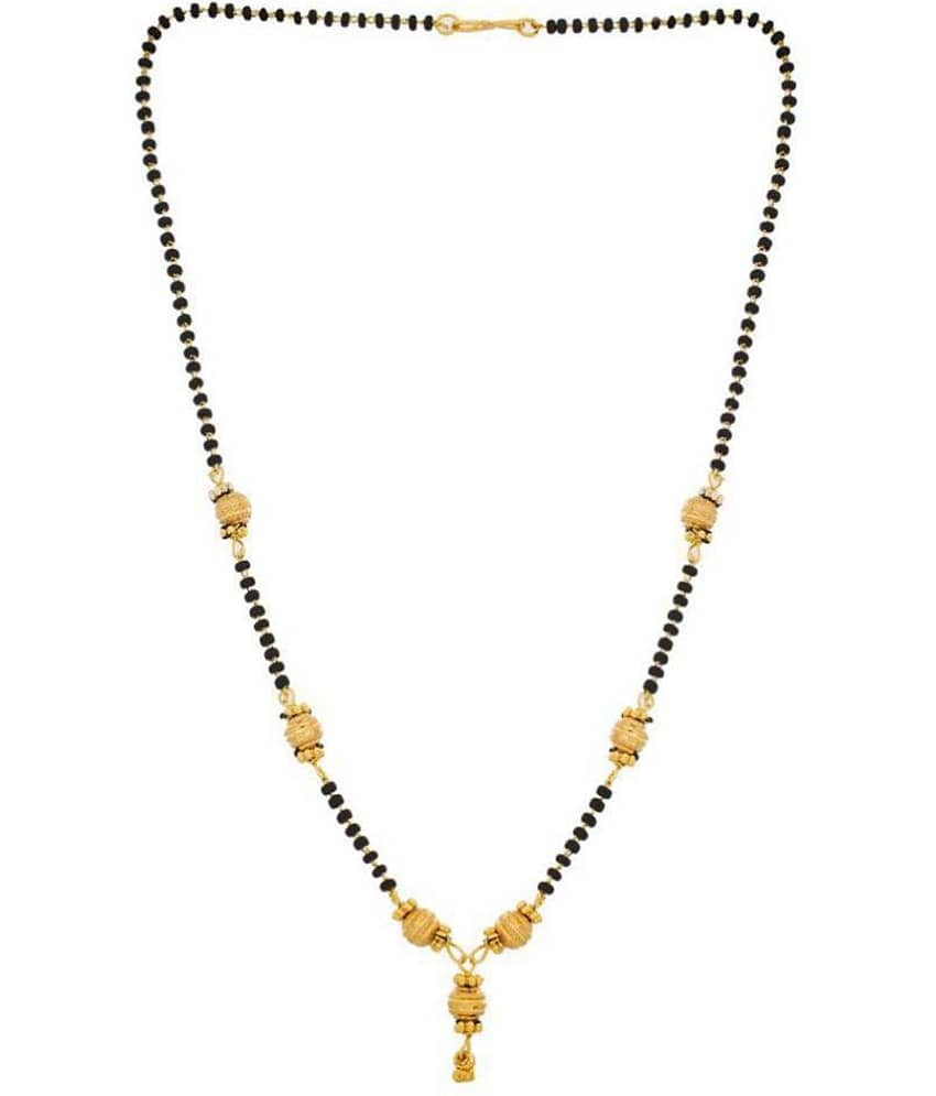 Jewar Mandi Mangalsutra Kanthi Gold Plated Simply Look Black Crystal Jewelry for Women
