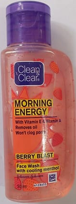 Clean Clear morning energy with vitamin E& Vitamin A Remove oil won't clog pores Berry blast 50ml
