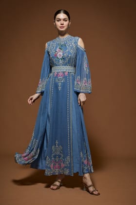 Grey Blue Kaftan-XS